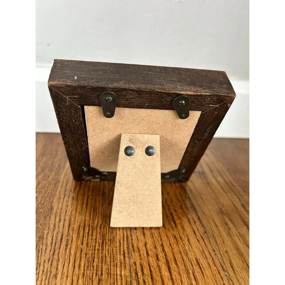 Small Rustic Dark Wood Square Picture Frame, Mini Farmhouse Tabletop Frame